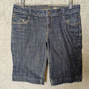 Y2K Chip & Pepper Bermuda Denim Shorts Size 5 Low Rise Dark Wash Mall Goth